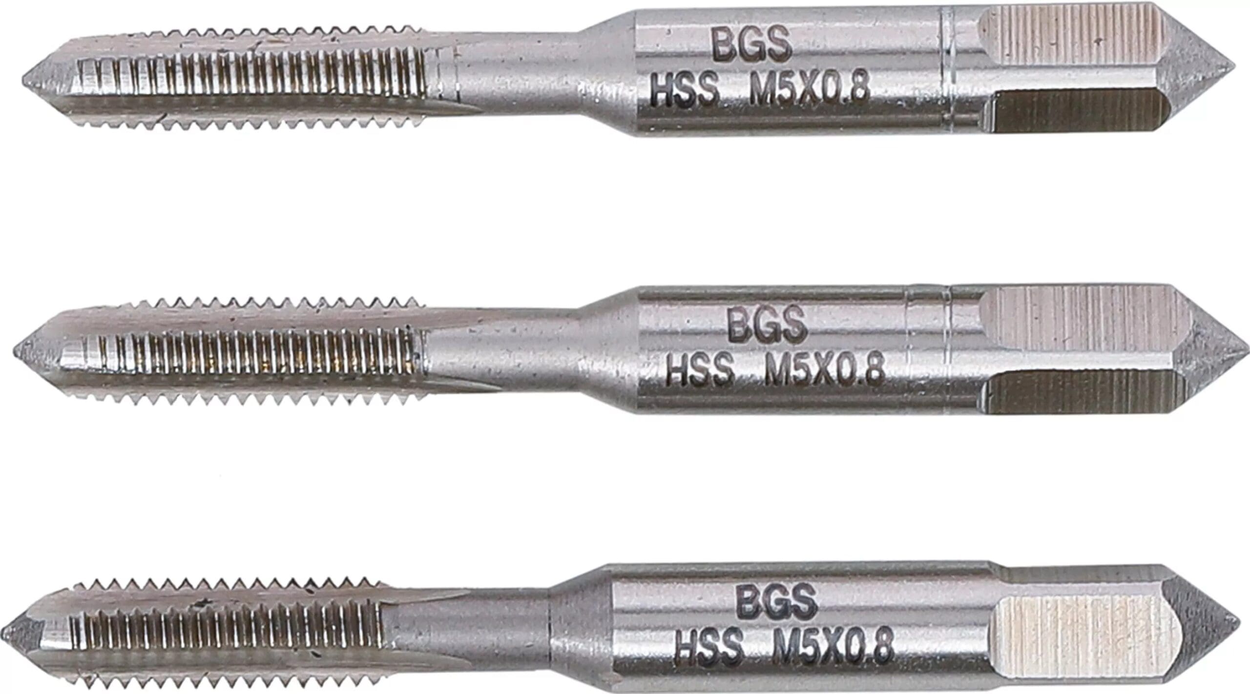 BGS technic Jeu de tarauds | pré-taraud et filière | HSS-G | M5 x 0 BGS technic Jeu de tarauds | pré-taraud et filière | HSS-G | M5 x 0
