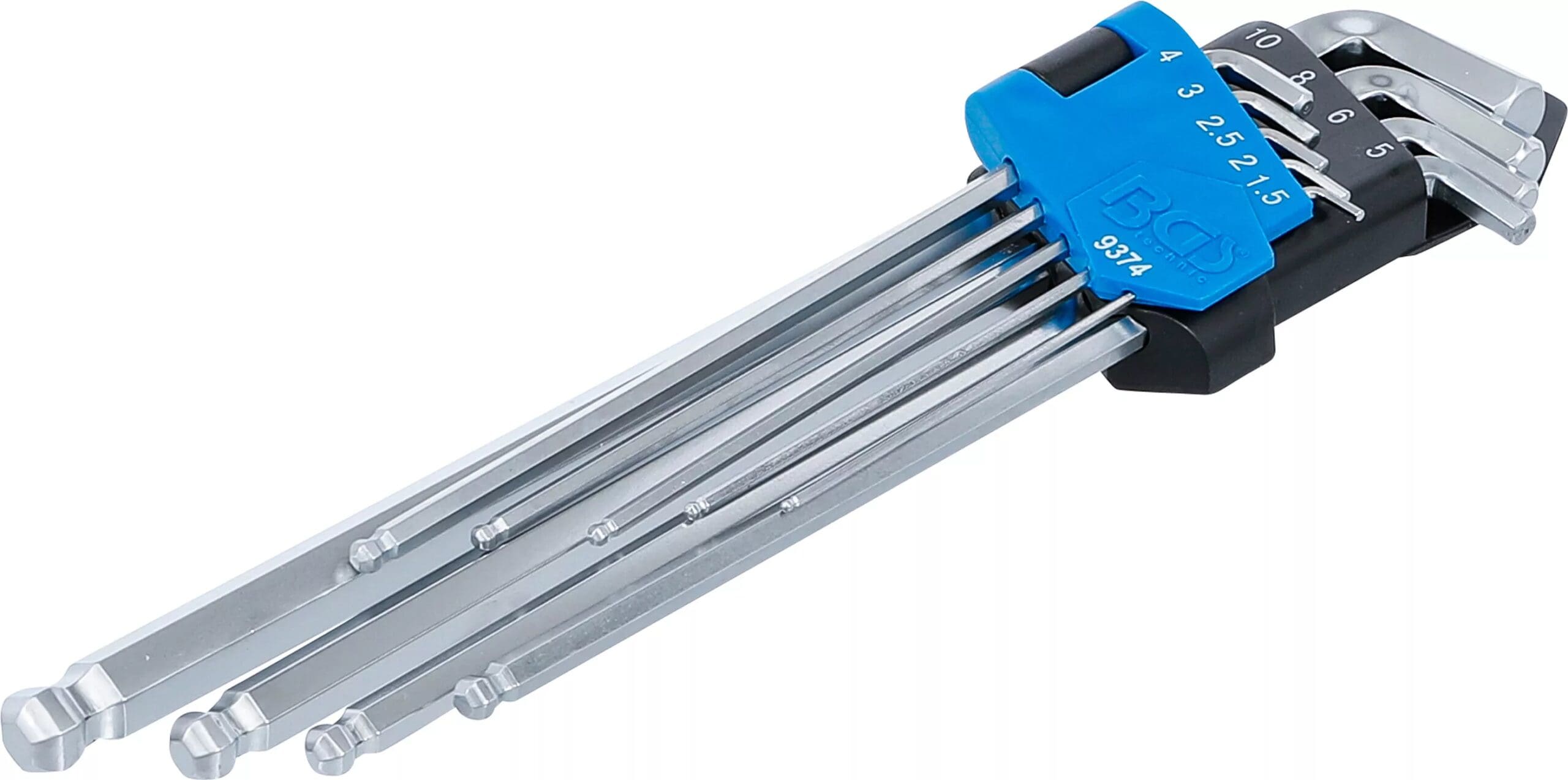 BGS technic Jeu de clés allen | extra longues + extra courtes | six pans intérieurs/ six pans intérieurs à tête sphérique| 1