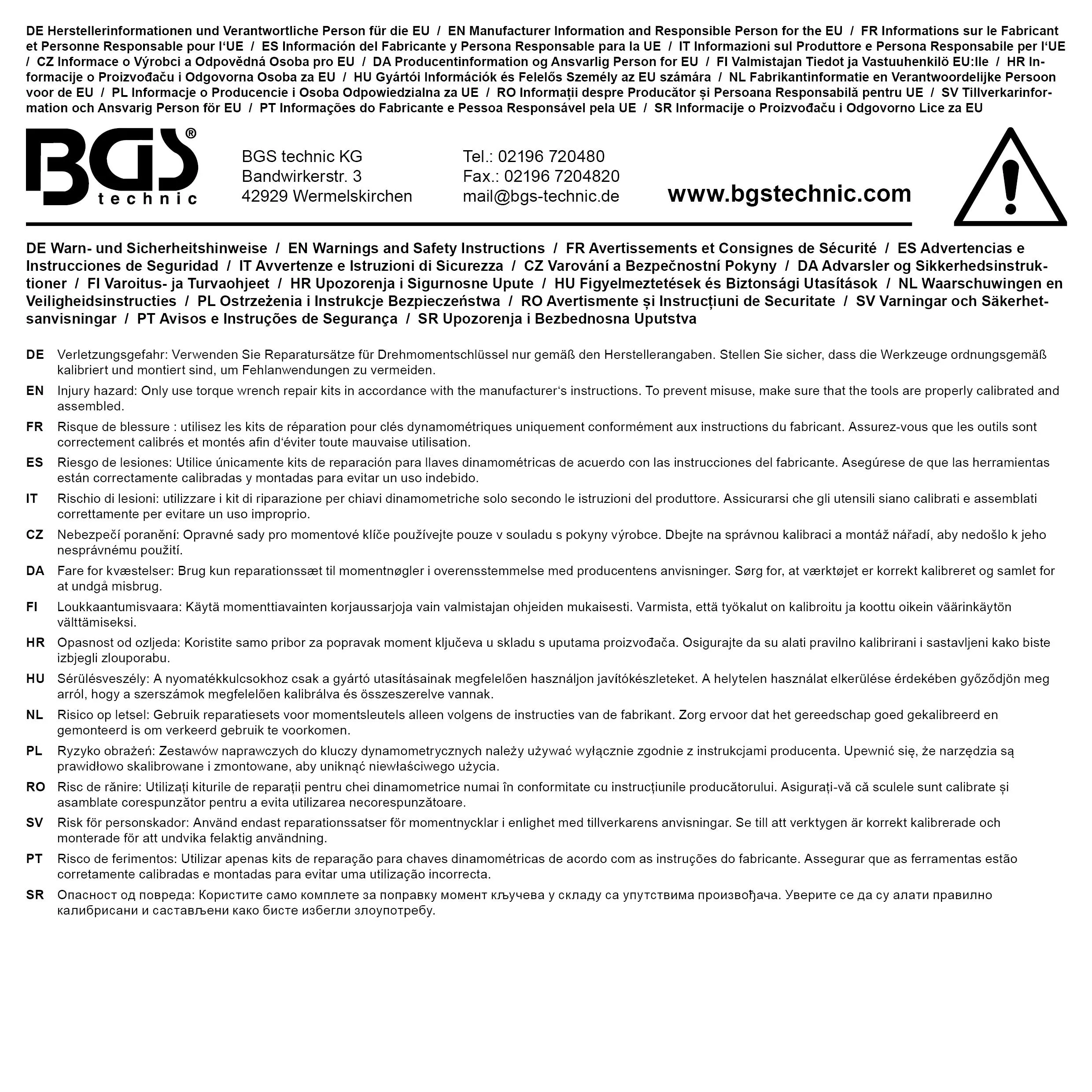 BGS technic Kit de réparation pour clé dynamométriques | pour art. 959 BGS technic Kit de réparation pour clé dynamométriques | pour art. 959