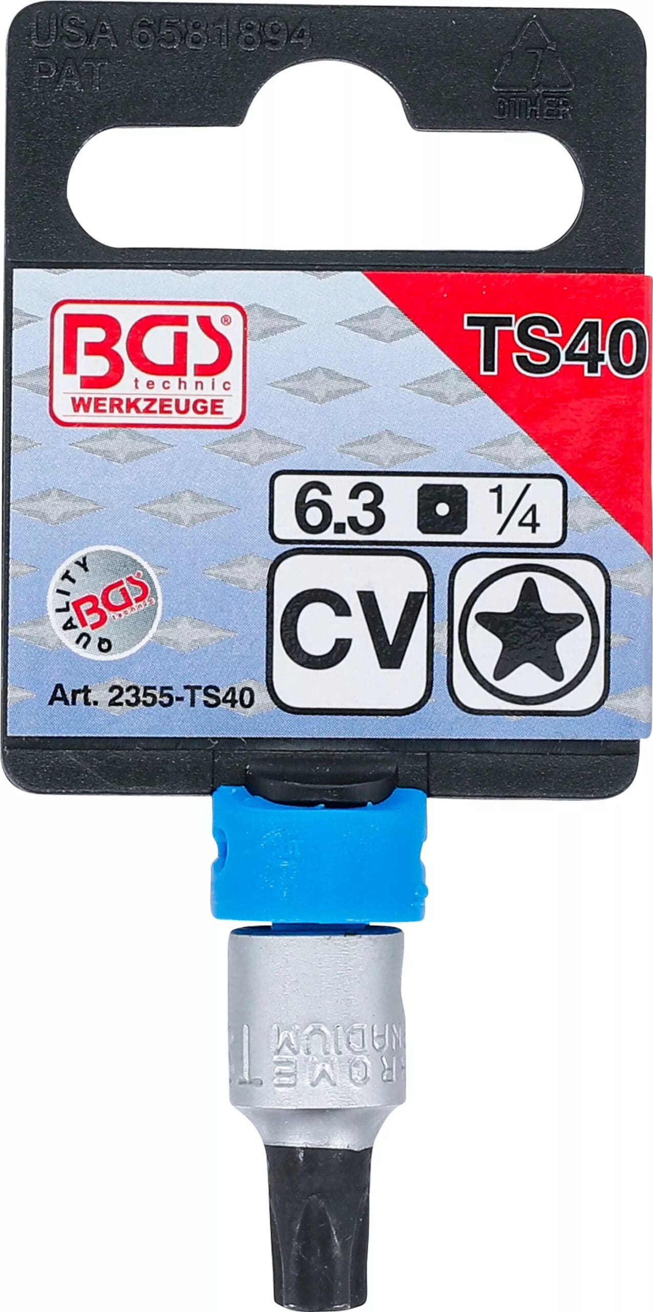 3 mm (1/4") | profil TS (pour Torx Plus) avec perçage TS40 3 mm (1/4") | profil TS (pour Torx Plus) avec perçage TS40