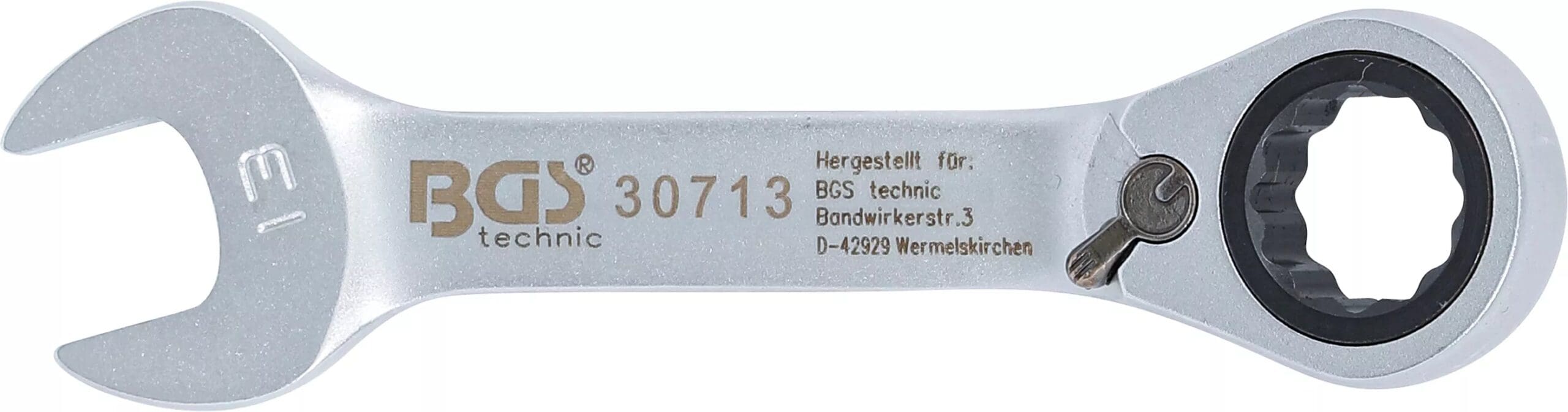 BGS technic Clé mixte à cliquet | courte | réversible | 13 mm BGS technic Clé mixte à cliquet | courte | réversible | 13 mm