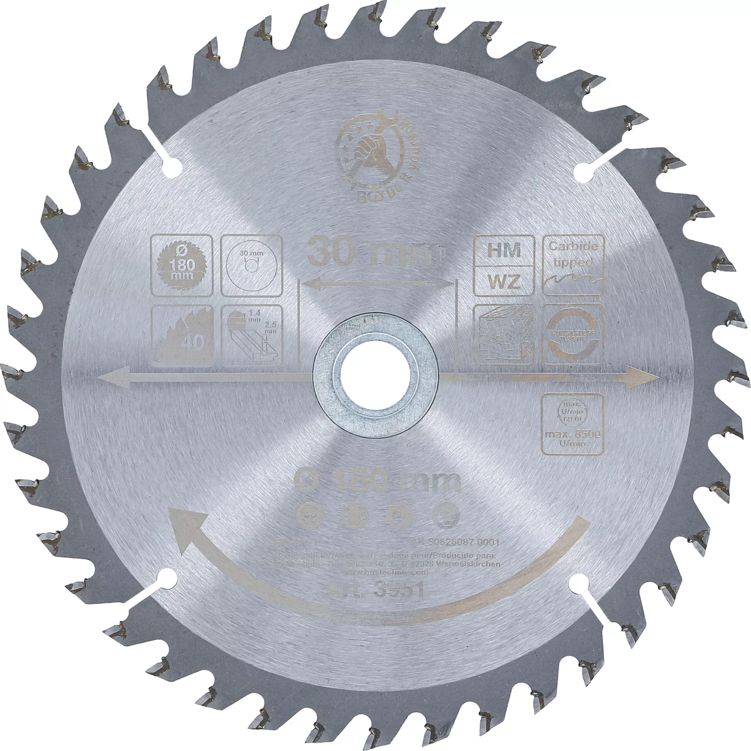 BGS technic Lame de scie circulaire en métal dur | Ø 180 x 30 x 2