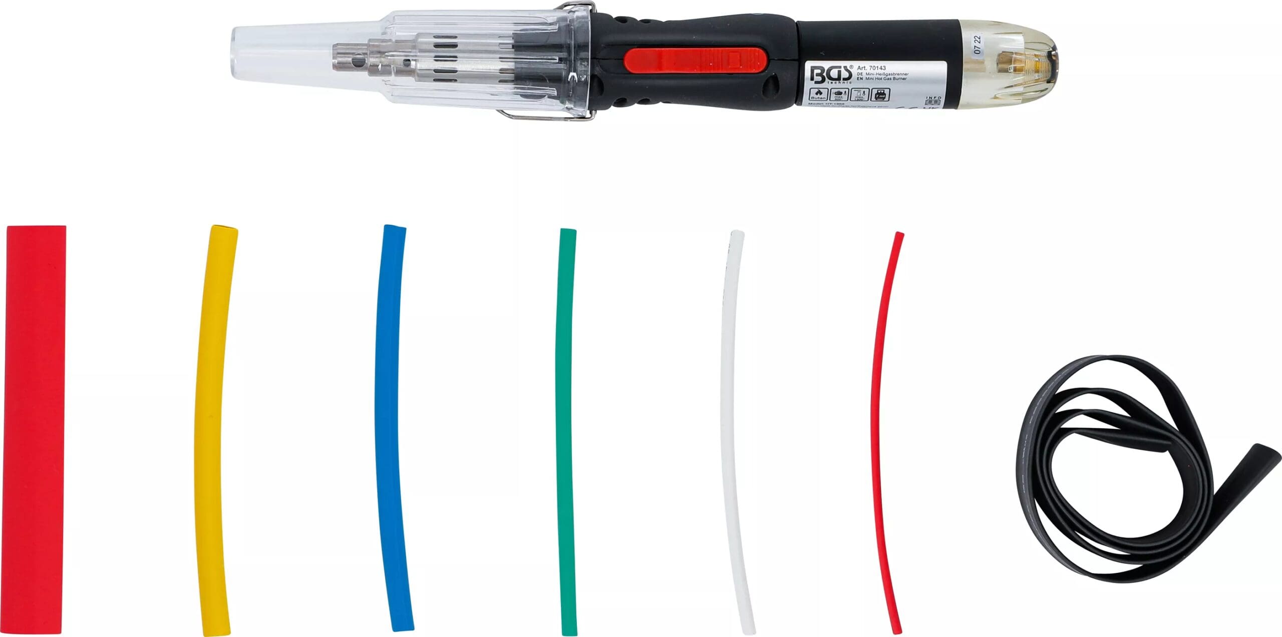 BGS technic Mini chalumeau avec assortiment de gaines thermo-rétractables | colorés | avec ignition piézoélectrique | 162 pièces BGS technic Mini chalumeau avec assortiment de gaines thermo-rétractables | colorés | avec ignition piézoélectrique | 162 pièces