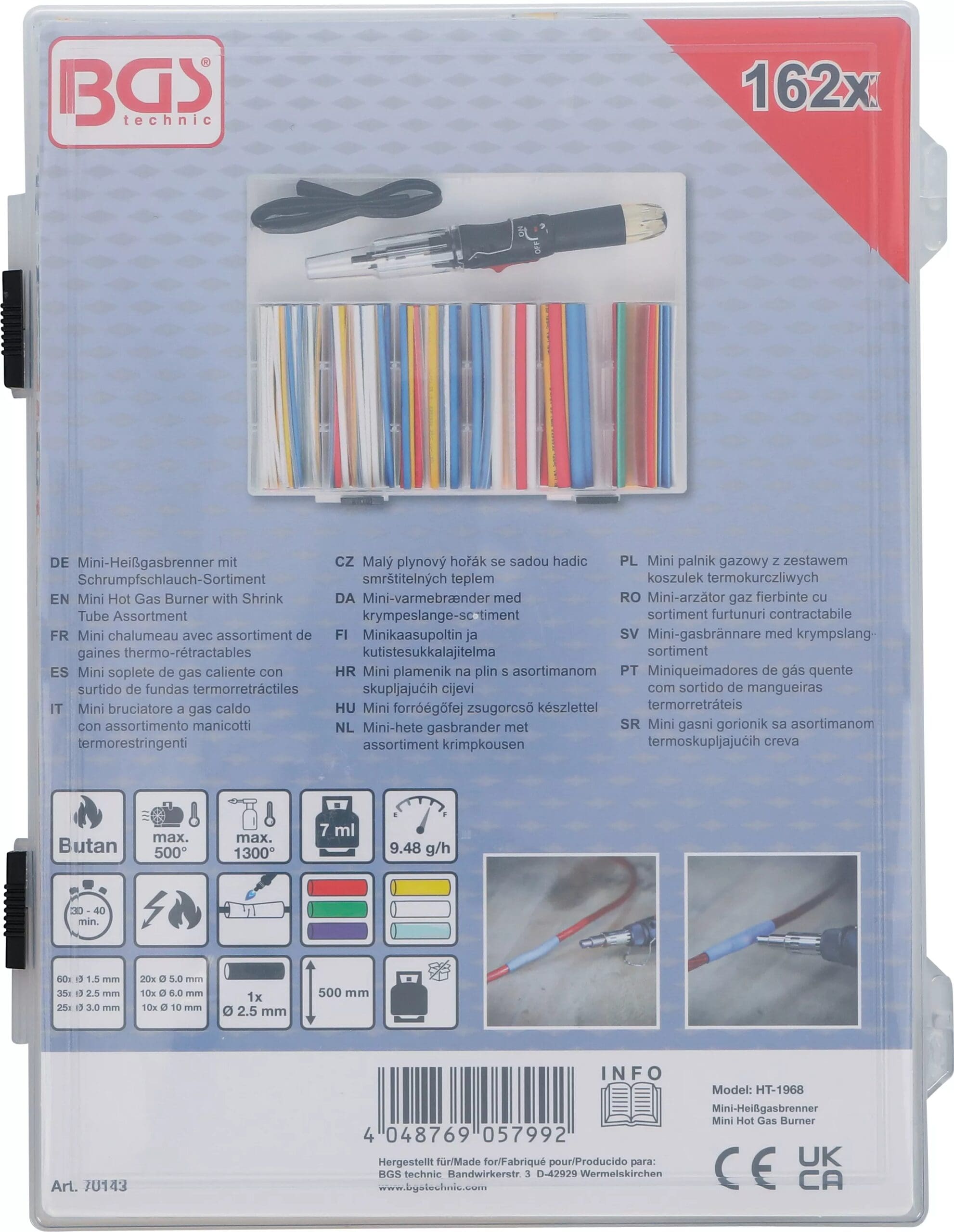 BGS technic Mini chalumeau avec assortiment de gaines thermo-rétractables | colorés | avec ignition piézoélectrique | 162 pièces BGS technic Mini chalumeau avec assortiment de gaines thermo-rétractables | colorés | avec ignition piézoélectrique | 162 pièces