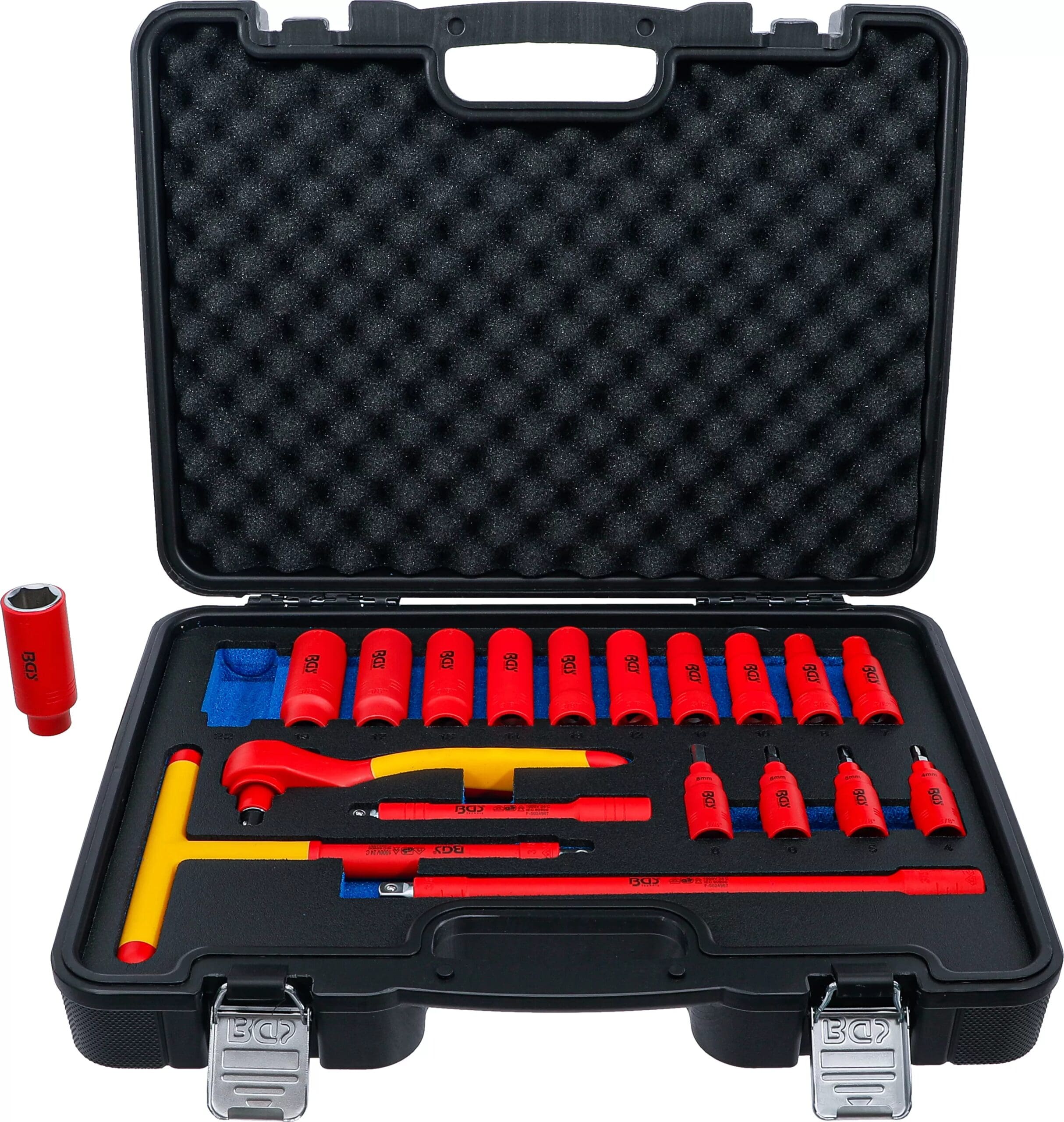 BGS technic Jeu de douilles à embouts et de douilles conformes VDE | transmission par carré femelle 10 mm (3/8") | 19 pièces