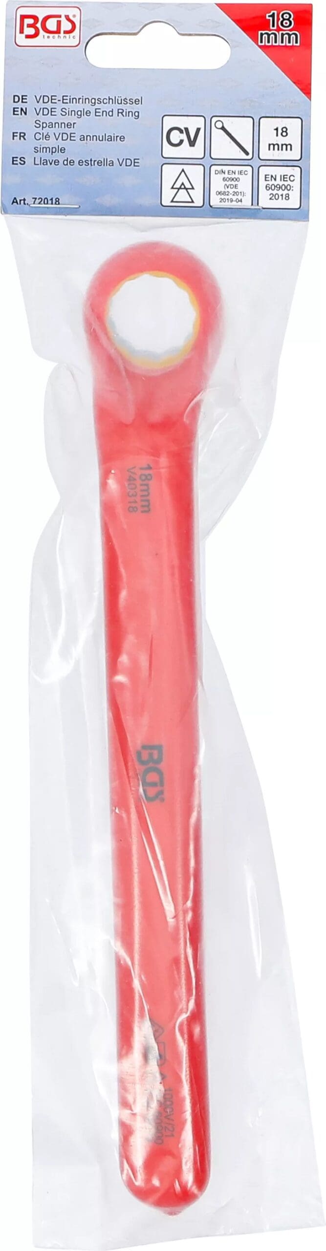 BGS technic Clé VDE annulaire simple | contre-coudées | 18 mm BGS technic Clé VDE annulaire simple | contre-coudées | 18 mm