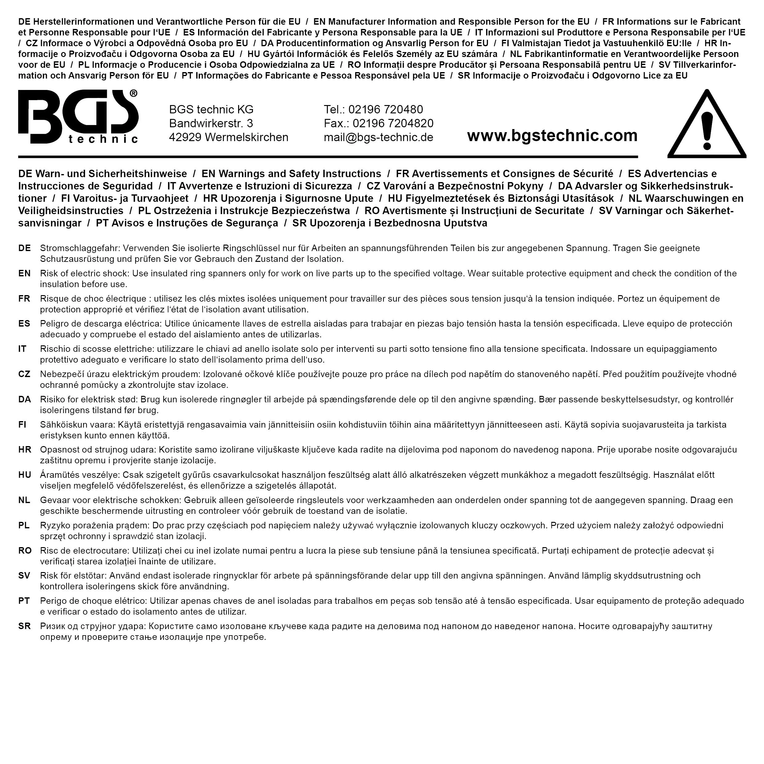 BGS technic Clé VDE annulaire simple | contre-coudées | 18 mm BGS technic Clé VDE annulaire simple | contre-coudées | 18 mm