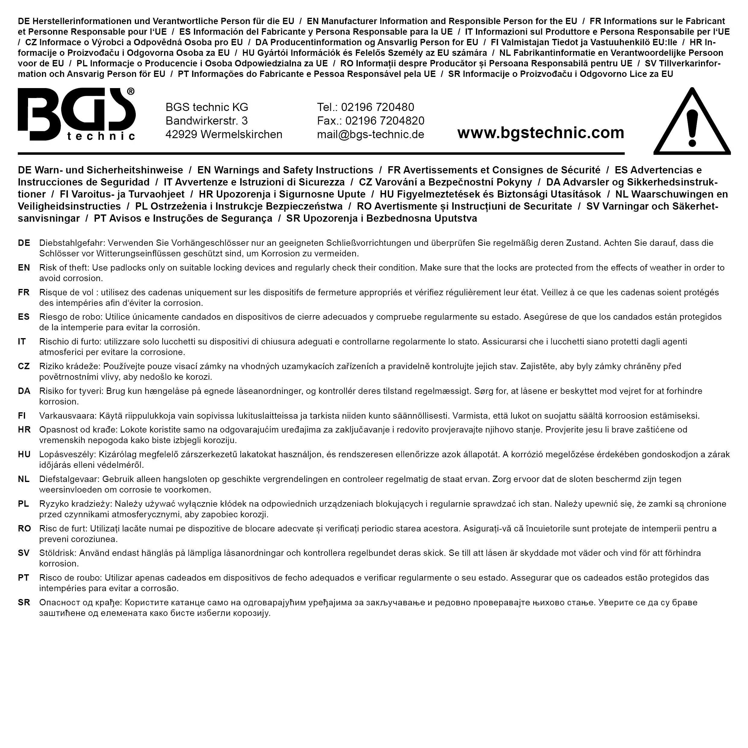 BGS technic Cadenas | type L | arceau extrahaut | BGS technic Cadenas | type L | arceau extrahaut |