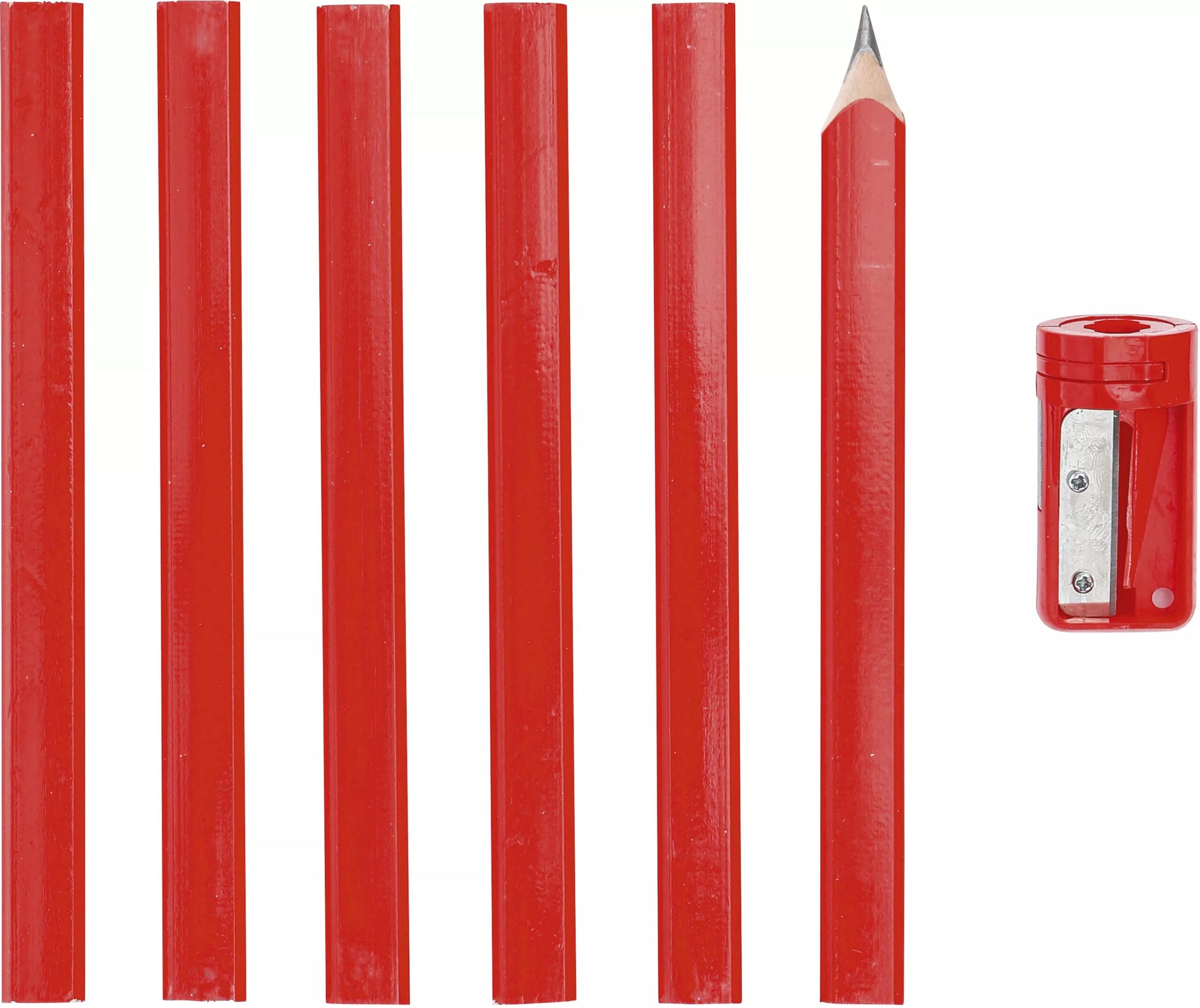 BGS technic Crayons de menuisier | 175 mm | avec taille-crayon | 7 pièces