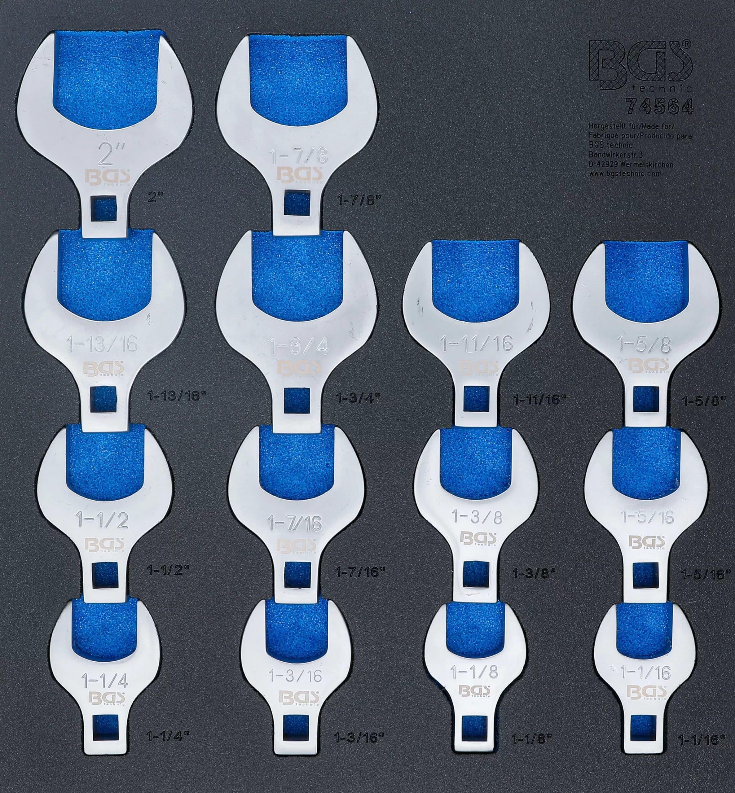 BGS technic Insert de servante d'atelier 2/3 : Jeu de clés crowfoot à tuyauter | 12