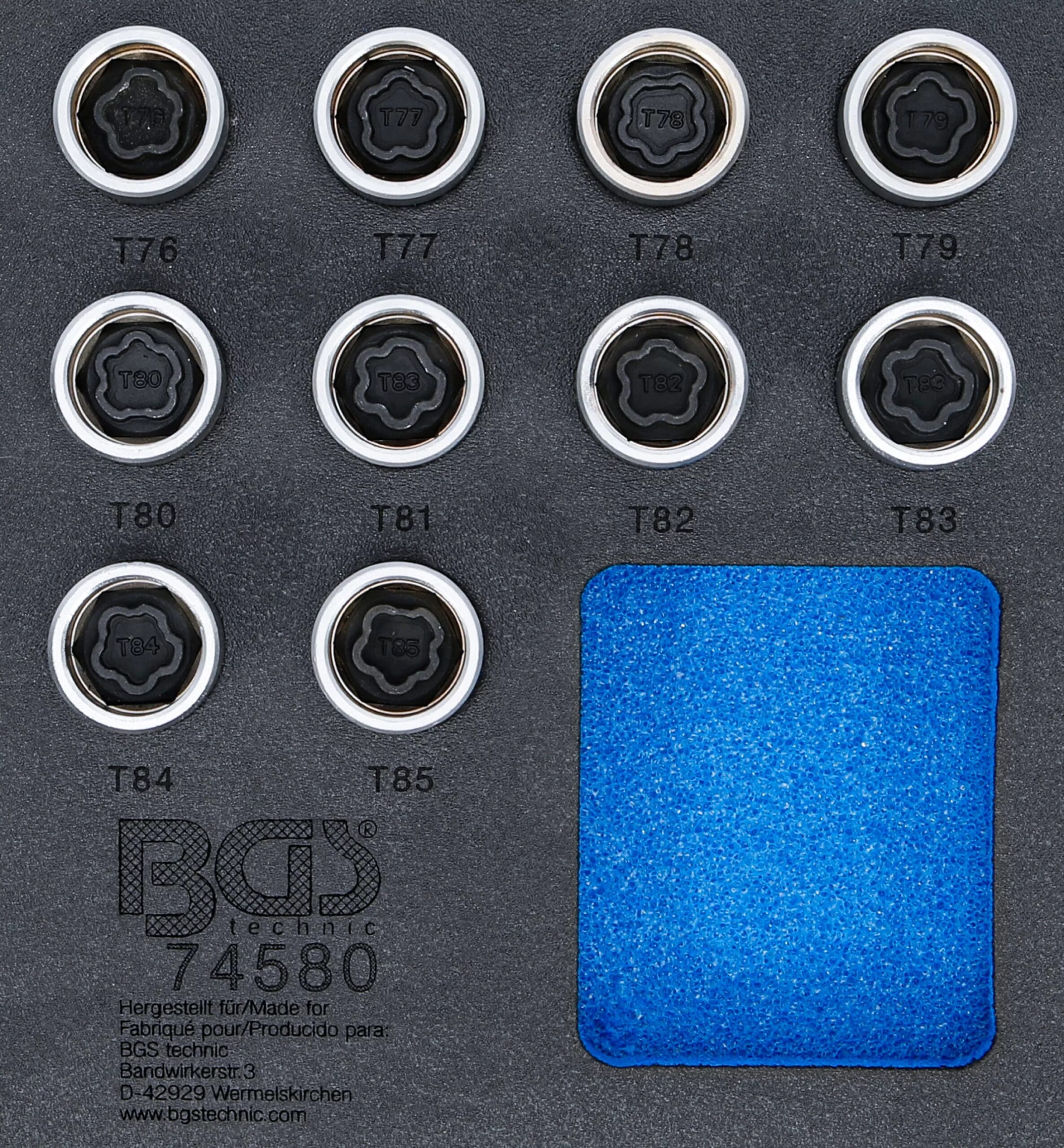 BGS technic Insert de servante d'atelier 1/6 : Jeu d’outils pour écrous antivol pour Tesla | 10 pièces