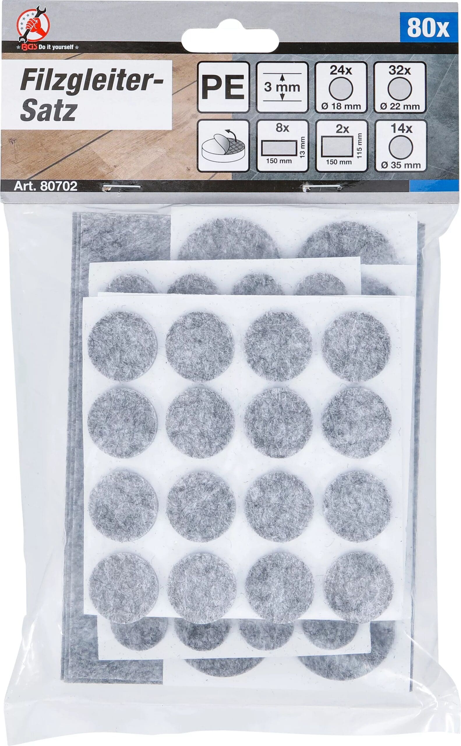 BGS technic Jeu de protections antidérapants | gris tacheté | 80 pièces BGS technic Jeu de protections antidérapants | gris tacheté | 80 pièces