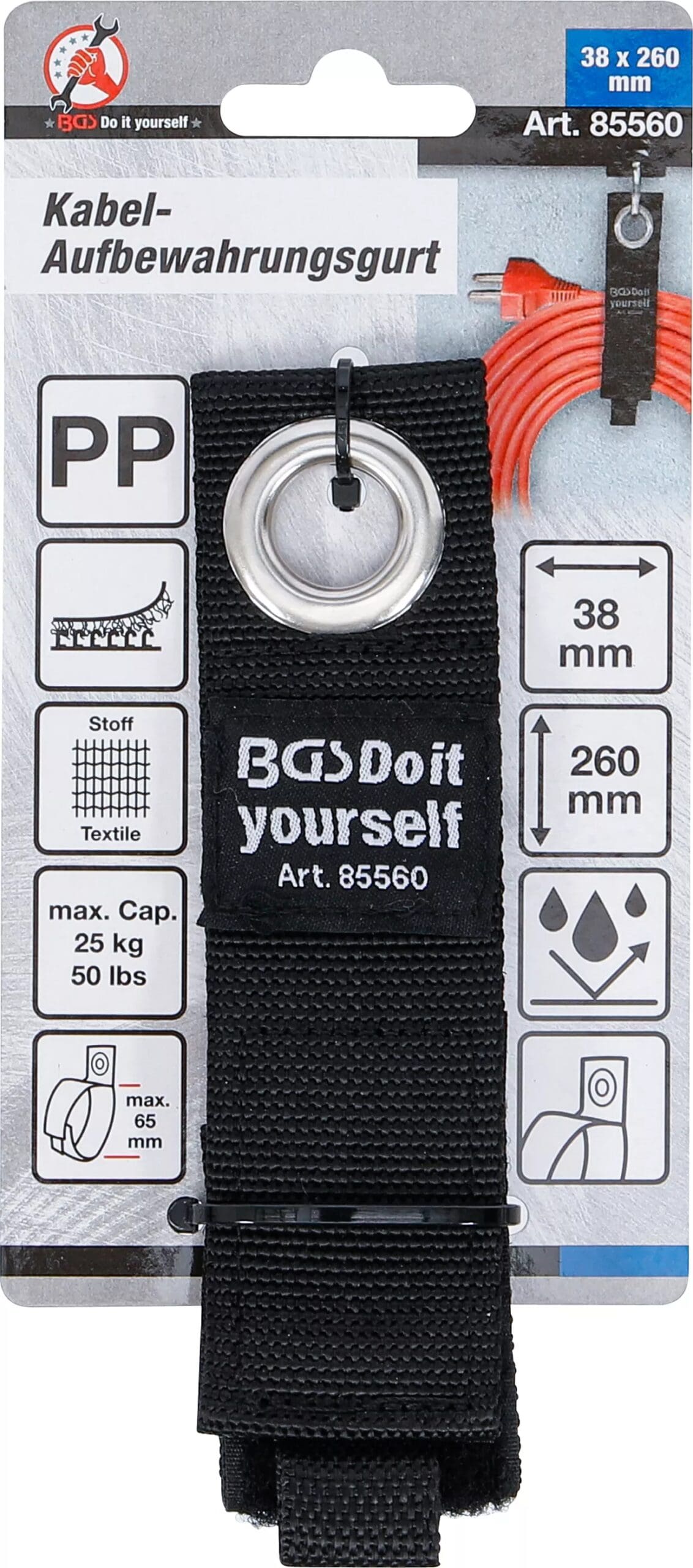 BGS technic Sangle de rangement de câbles | réglables | 38 x 260 mm BGS technic Sangle de rangement de câbles | réglables | 38 x 260 mm