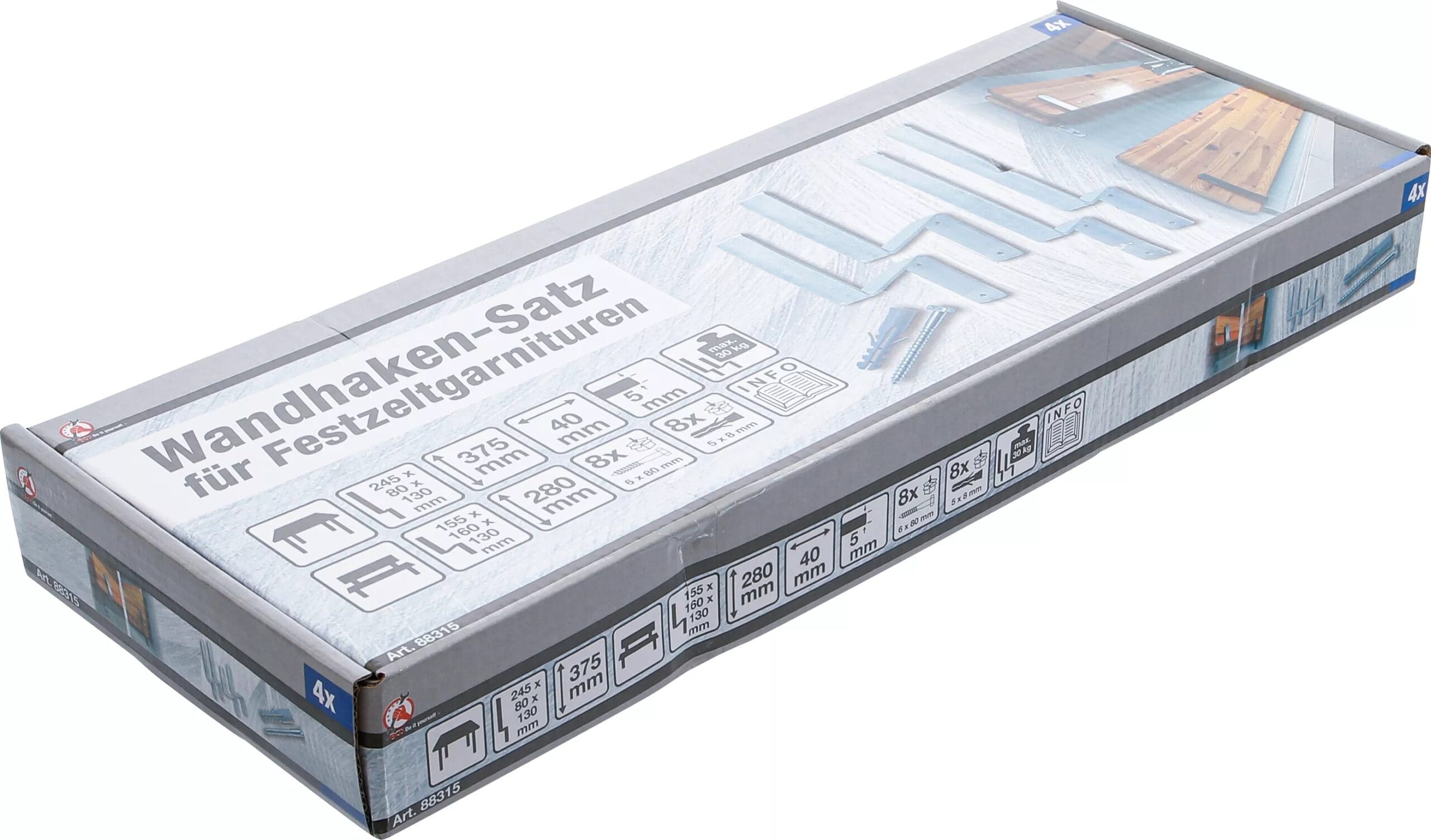 BGS technic Jeu de crochets muraux | pour jeu de table de pique-nique | 4 pcs. BGS technic Jeu de crochets muraux | pour jeu de table de pique-nique | 4 pcs.